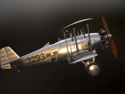 Plane J6B Jaktfalken Swedish air force 1929 Low-poly 3D model