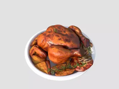 Grilled  Roasted Whole Chicken Low-poly 3D model