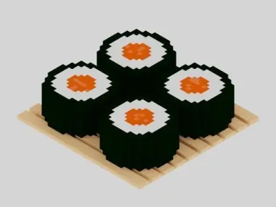 Salmon Maki Japanese Food Sushi  Low-poly 3D model