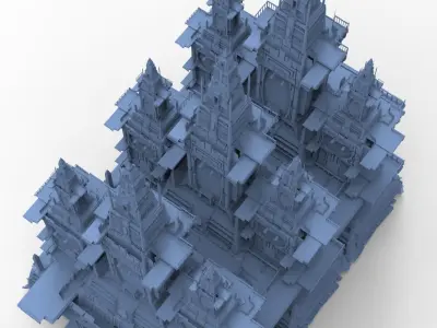 Sci Fi City Block advanced Pyramid Tower complex 3D model