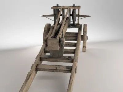 Ballista wooden cannon Low-poly 3D model