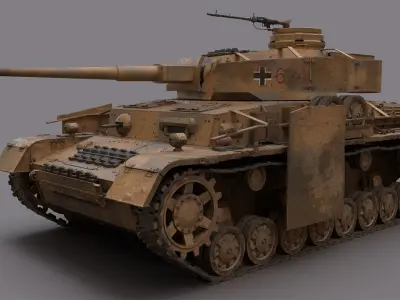 PzKpfw Panzer IV Ausf F G H Low-poly 3D model