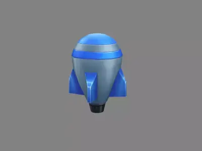 Cartoon blue rocket missile Low-poly 3D model