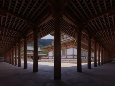 Japanese Modular Temple Full Map Low-poly 3D model