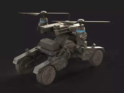  Tactical Wheeled UAV with Dual Propeller Lift System Low-poly 3D model
