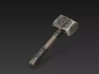 Medieval Stone War Hammer 3D model