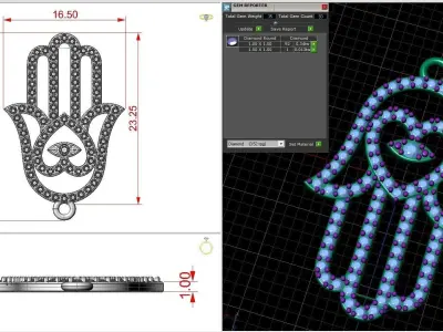 Hamsa Maghreb Amulet Fatima Hand Free 3D print model