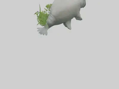 Manatee grazing on seagrass model Low-poly 3D model
