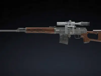 Dragunov Sniper Rifle Low Poly Realistic  Low-poly 3D model