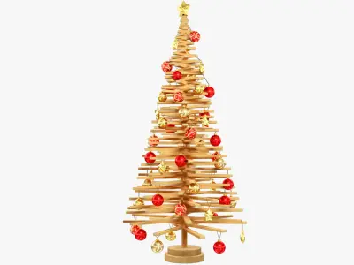 Wooden Christmas Tree V6 3D model