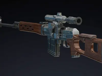 Dragunov Sniper Rifle Low Poly Realistic  Low-poly 3D model