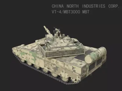 4 coatings of Pakistan VT4 MBT3000 Al-Hyder Main Battle Tank Low-poly 3D model