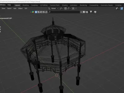 Hut for Garden Low-poly 3D model