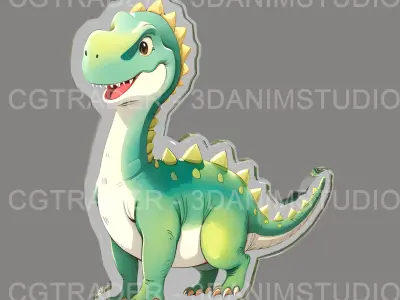 Dinosaur Cartoon Acrylic Charms  - 3D Models - Low-poly  Low-poly 3D model