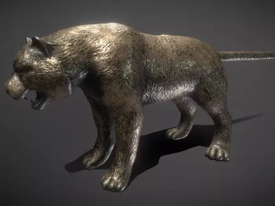 Tiger Bronze Statue Low-poly 3D model