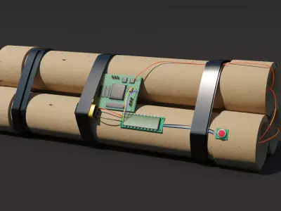 Bomb clock PipeBomb 3D Model Low Poly Free low-poly 3D model