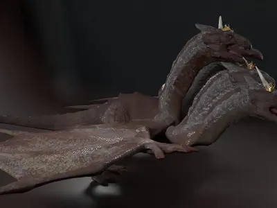 dragon king 7 heads Low-poly 3D model