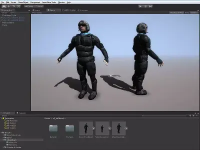 SFSoldier man in space suit holding gun Low-poly 3D model