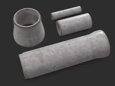 Concrete Pipe Set Low-poly 3D model