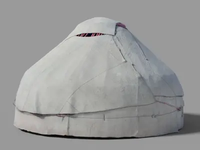 Yurtt yurt made out of cloth Low-poly 3D model