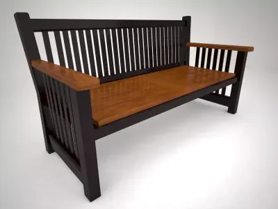 Wooden Bench 3D model 7