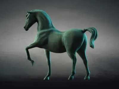 Carving Horse And Marble Stone Horse 3D model