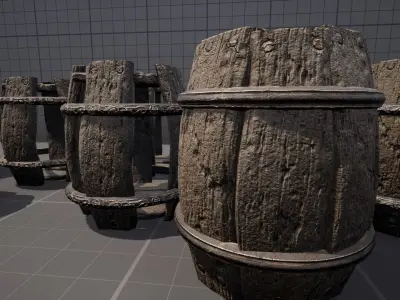 Pirate Barrels Low-poly 3D model