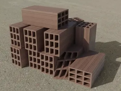 Hollow Clay Bricks Low-poly 3D model