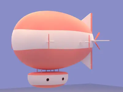 Cartoon  Airship Low-poly 3D model