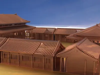 Chinese ancient  courtyard house 3D model