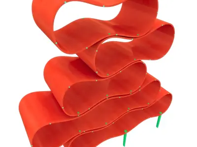 Shelf orange wavy sculpture 3D model