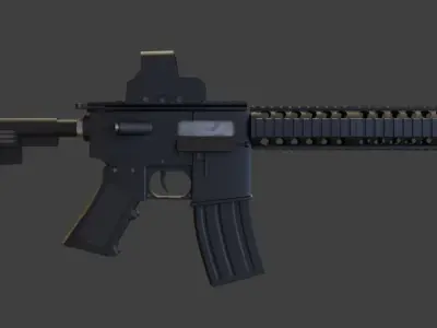 Detailed Modular AR-15 Assault Rifle Black Edition Low-poly 3D model