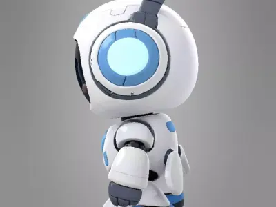 Cute Futuristic Robot Character 3D model