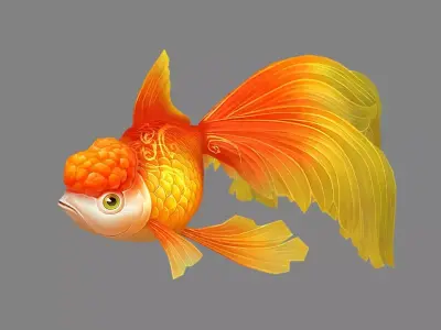 Cartoon ornamental koi fish Low-poly 3D model
