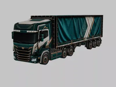 Cargo Semi Truck 3D Model 06 Low-poly 3D model
