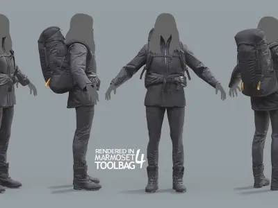 Female Hiking Outfit Low-poly 3D model
