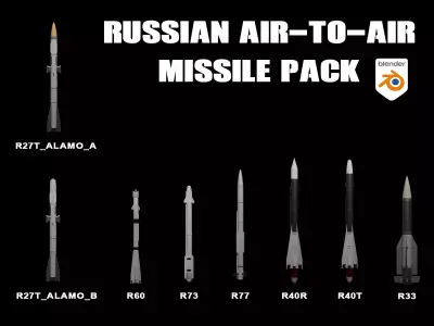 Ultimate Russian Air to Air Missiles Pack Low-poly 3D model