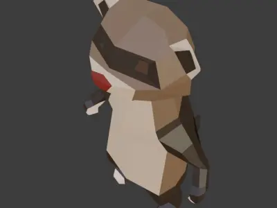 Low Poly Ferret in polygons Low-poly 3D model