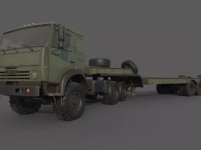 Kamaz 44100 with Trailer 3D model