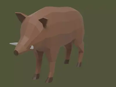 Stylized lowpoly BOAR Low-poly 3D model