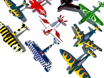  Air Plane Pack 9 Models With LODs Low-poly 3D model