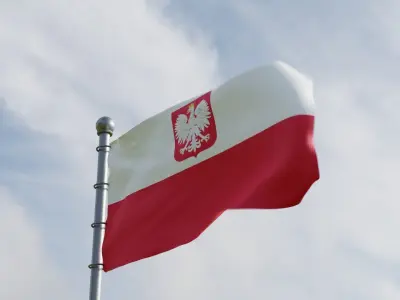 Animated Poland Flags 3D model 3D model