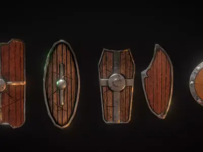 Low poly Shield package Low-poly 3D model