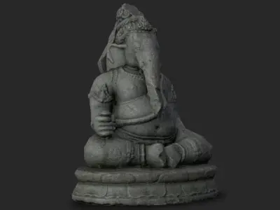 Low Poly PBR Ganesha Statue Low-poly 3D model