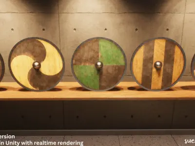 Round Shield - Lowpoly Textured and Colorbased  Low-poly 3D model