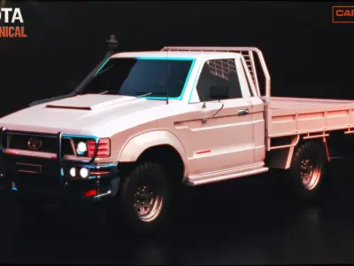 Toyota F70 Technical Clean White Pickup Vehicle Low-poly 3D model