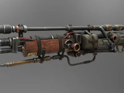Steampunk Gun Low-poly 3D model