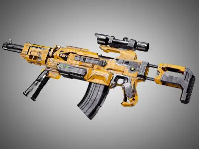 SciFi Rifle AAA FPS PBR Game Ready Weapon Asset Low-poly 3D model
