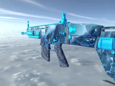 Scar L airsoft rifle in sky Low-poly 3D model