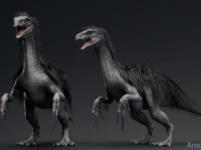 Dinosaur Therizinosaurus Real Dinosaur Series Low-poly 3D model